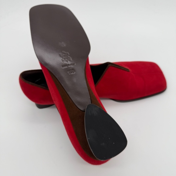 Vintage Franco Fieramosca Red Suede Square Toe Slip-On Flats 10B Made in Italy - Picture 11 of 12